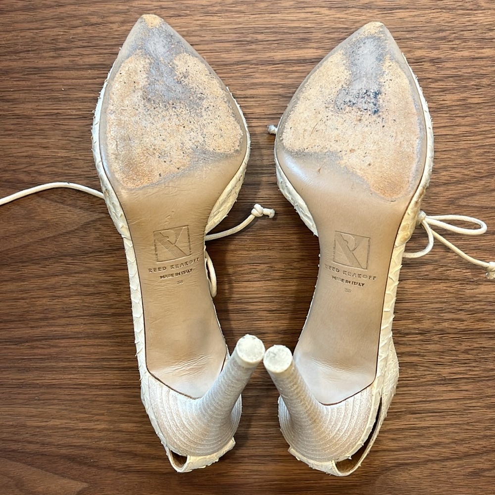 Reed Krakoff Python Tie Front Size 38/8 Heels - image 7